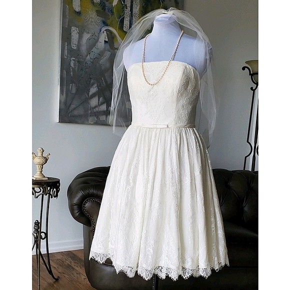 Wedding Gown by Mon Cheri, Ivory, midi, strapless - Picture 13 of 17